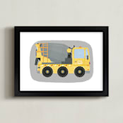 "The Cement-Mixer Truck" - Art Print in Mixer Yellow by Rebecca Marchese - Framed