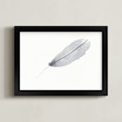 "Light Grey Feather" - Art Print in feather light grey by Prittybird - Framed