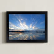 "Reflection II" - Art Print in white-blue by NSMARK - Framed