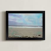 "Surfs Up at Kennebunk Beach" - Art Print in Aqua Sky by Andy Mars - Framed