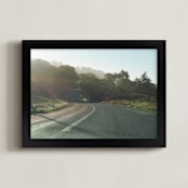 "Highway 1 Cruisin' California" - Art Print in Foggy Grass by Thom.Club - Framed
