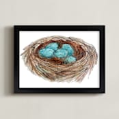 "Bird's Nest" - Art Print in Robin's Egg Blue by Haley Moore - Framed