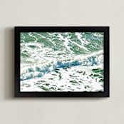 "The green wave" - Art Print in green-white by NSMARK - Framed