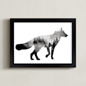 "Silver Fox" - Art Print in Charcoal by Laura Morris - Framed