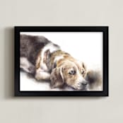 "A Gloomy Dog" - Art Print in Chocolate Brown by XL - Framed