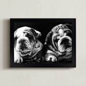 "Puppies" - Art Print in Graphite Gray by Jerry Winick - Framed