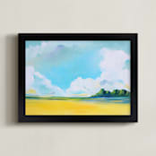 "Delta Fields" - Art Print in Aqua Blue by Megan Kelley - Framed