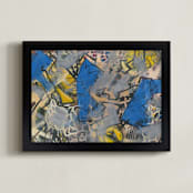 "The Definition Complete" - Art Print in Blue and Neutral by Angela Simeone - Framed