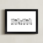 "Village Life" - Art Print in Black by TM Stationery - Framed