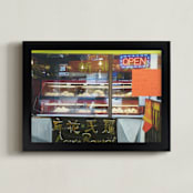 "Chinatown window, Toronto" - Art Print in Acid Green by Annie Seaton - Framed
