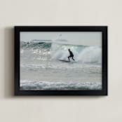 "Venice Beach Surfer, USA" - Art Print in Sky Blue by Annie Seaton - Framed