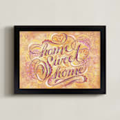 "Home Sweet Home Lettering" - Art Print in Yellow by Elaine Stephenson - Framed