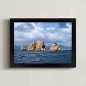 "Land Ahoy!" - Art Print in Ocean Blue by Hannah Graham - Framed