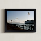 "Foggy Pier" - Art Print in Black fog by AJD - Framed