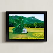 "Tin Shack Beneath Pilot Mountain" - Art Print in High Country Yellow by Robert Deem - Framed