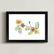 "Fall chrysanthemums" - Art Print in Autumnal yellow by Jessica Niles DeHoff - Framed