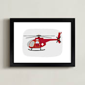"Red Rescue Helicopter" - Art Print in Redder by Rebecca Marchese - Framed