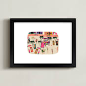"Born For Beach Life" - Art Print in Cream by Rebecca Humphreys - Framed