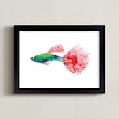 "Little Guppy" - Art Print in teal blue by Alf and Auguri - Framed