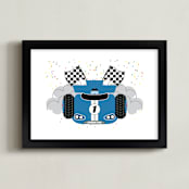 "my little racer" - Art Print in roadie blue by Rebecca Marchese - Framed