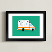 "Cute Ambulance" - Art Print in Ambulance Orange by Nathan Poland - Framed