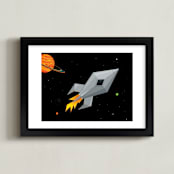 "Cute Metal Rocket Ship" - Art Print in Rocket Ship Silver by Nathan Poland - Framed