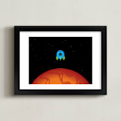 "Little Blue Rocket Ship" - Art Print in Little Rocket Blue by Nathan Poland - Framed