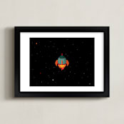 "Little Green Rocket" - Art Print in Outer Space Green by Nathan Poland - Framed