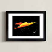 "Yellow Space Rocket" - Art Print in Rocket Yellow by Nathan Poland - Framed