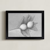 "Lemons and Leaves" - Art Print in Silver by Meghan Lacey - Framed