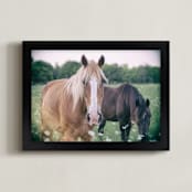 "Grazing In the Field" - Art Print in brown by Alexis Arnold - Framed