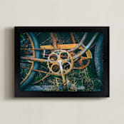 "Rusty Gears" - Art Print in brown rust by Alexis Arnold - Framed