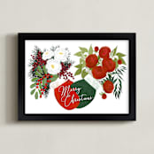 "Christmas floral mittens" - Art Print in Snow by Rosana Laiz Blursbyai - Framed