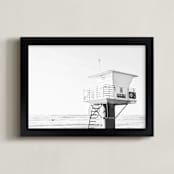"San Elijo Beach Tower" - Art Print in gray white by Bree Madden - Framed