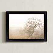 "Sunrise Trees" - Art Print in Earth Tan by Laura Mock - Framed