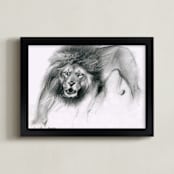 "Roaring Lion" - Art Print in Lamp black by Tracy Ann - Framed