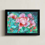 "Foundinagarden" - Art Print in Greens by Susanna Nousiainen - Framed