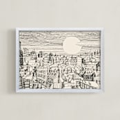 "City Blues" - Art Print in Sand by Catilustre - Framed