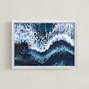 "Crash" - Art Print in Deep Blue by Christa Dominguez - Framed