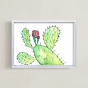 "Prickly Pear Plant" - Art Print in Cactus Green by TweetSweet - Framed