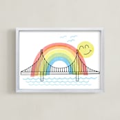 "Rainbows & Sunshine" - Art Print in Rainbow by Jessie Steury - Framed