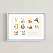 "Let's Count" - Personalized Art Print in Latte by Bella Expressions-Linda Birtel - Framed