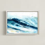"Coastal Swell" - Art Print in Ocean Blue by Jenny Partrite - Framed