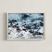 "Stylised landscape" - Art Print in Blue and Black by Oana Prints - Framed