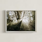 "Foggy Treehouse" - Art Print in Golden Orange by Katie Buckman - Framed