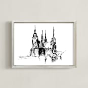 "Prague" - Art Print in Black by Anastasia Makarova - Framed