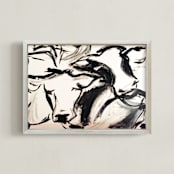 "Friends on the Farm" - Art Print in Blackened by Holly Royval - Framed