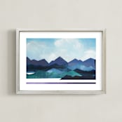 "Mountain Ridges" - Art Print in Mountain Blue by AlisonJerry - Framed