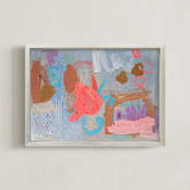 "Disco in the Garden" - Art Print in Glow Globe Blue by Nicole Simms - Framed