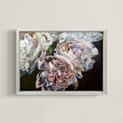 "Peaches and Petals" - Art Print in Cream by Mandy Trimble Leonard - Framed